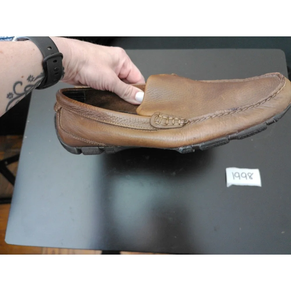 Bass Cristo Loafers Mens 8.5 Brown Leather Tumbled Driving Shoes Moc Toe Classic